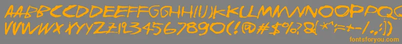 フォントJoskusei – オレンジの文字は灰色の背景にあります。