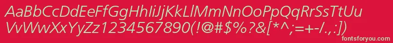 FrutigerltstdLightitalic Font – Green Fonts on Red Background