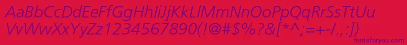 FrutigerltstdLightitalic Font – Purple Fonts on Red Background