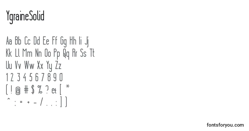 Czcionka YgraineSolid – alfabet, cyfry, specjalne znaki