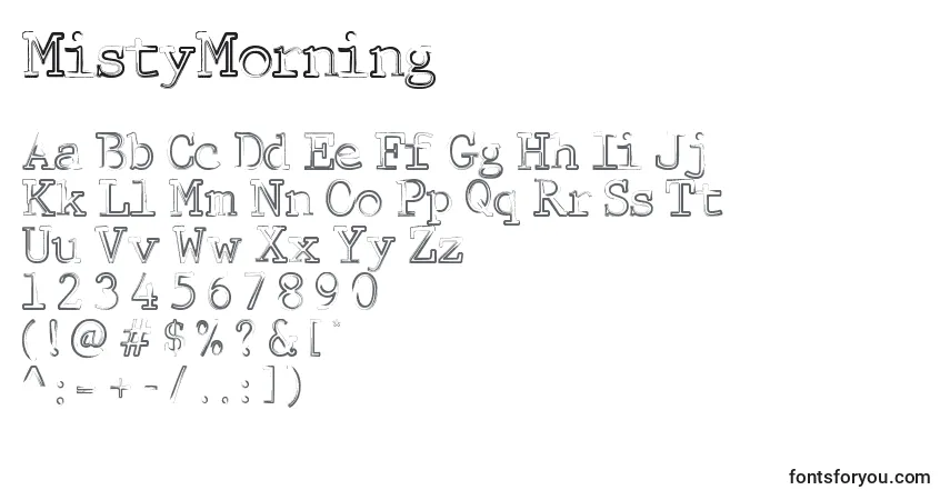 A fonte MistyMorning – alfabeto, números, caracteres especiais