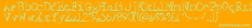 MistyMorning-Schriftart – Grüne Schriften auf orangefarbenem Hintergrund