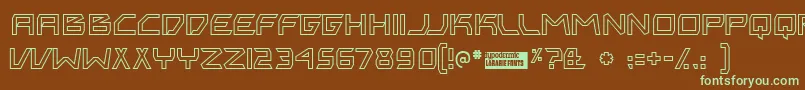 フォントBitingou – 緑色の文字が茶色の背景にあります。