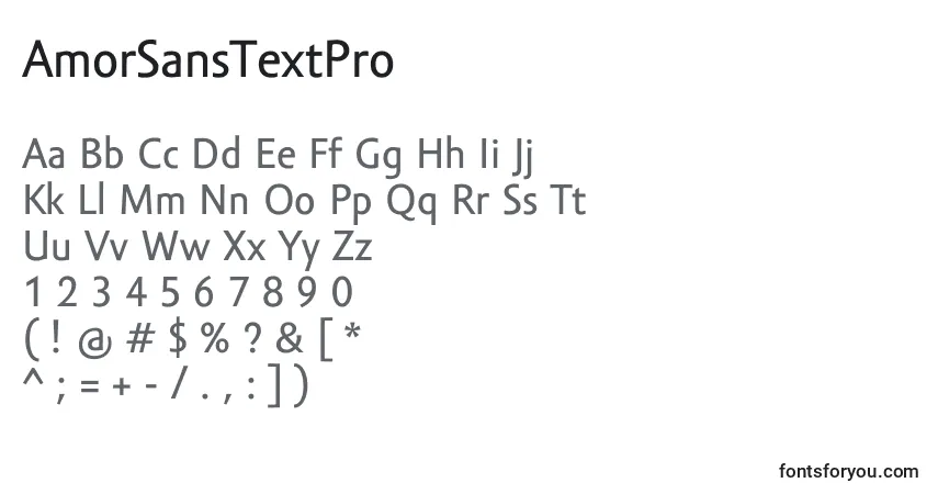 Czcionka AmorSansTextPro – alfabet, cyfry, specjalne znaki