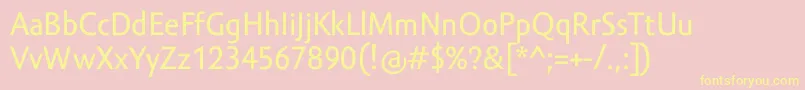 Fonte AmorSansTextPro – fontes amarelas em um fundo rosa