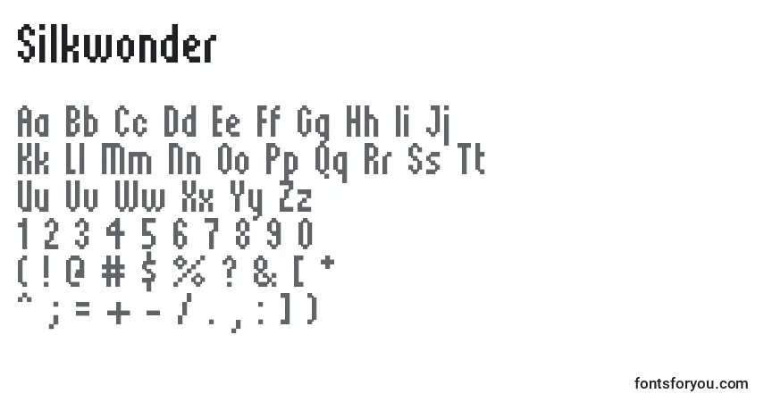 A fonte Silkwonder – alfabeto, números, caracteres especiais