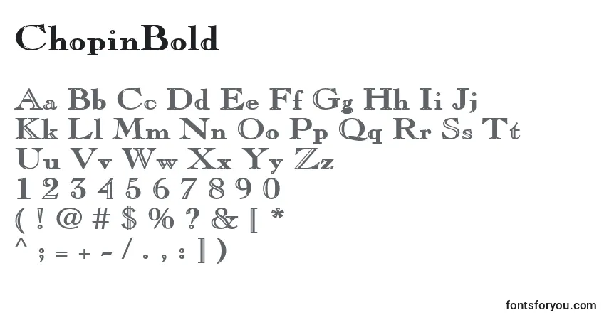Schriftart ChopinBold – Alphabet, Zahlen, spezielle Symbole
