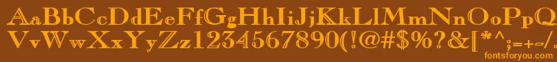 ChopinBold-Schriftart – Orangefarbene Schriften auf braunem Hintergrund