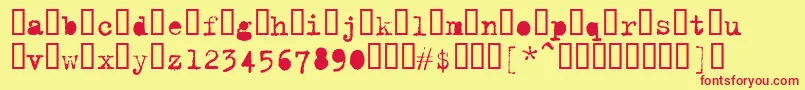 Fonte Trixieextra – fontes vermelhas em um fundo amarelo