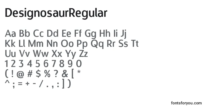 Czcionka DesignosaurRegular – alfabet, cyfry, specjalne znaki