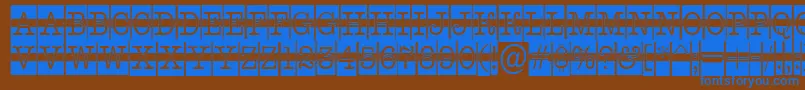 AOldtypercmdcwstr-Schriftart – Blaue Schriften auf braunem Hintergrund