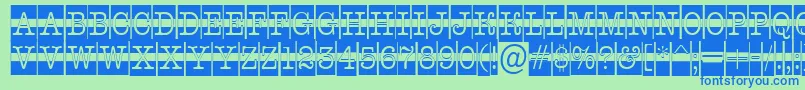 AOldtypercmdcwstr-Schriftart – Blaue Schriften auf grünem Hintergrund