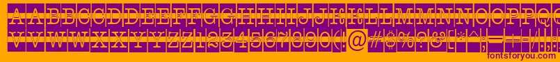 AOldtypercmdcwstr-Schriftart – Violette Schriften auf orangefarbenem Hintergrund