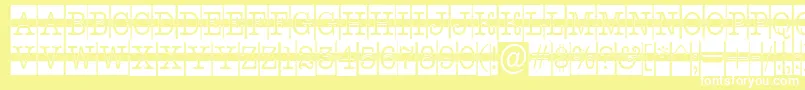 AOldtypercmdcwstr-Schriftart – Weiße Schriften auf gelbem Hintergrund