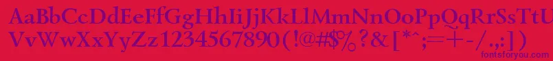 Fonte Lazursk7 – fontes roxas em um fundo vermelho