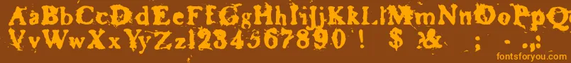 Baskr-Schriftart – Orangefarbene Schriften auf braunem Hintergrund