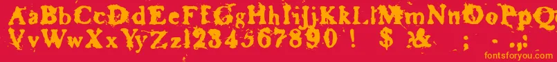 Baskr-Schriftart – Orangefarbene Schriften auf rotem Hintergrund