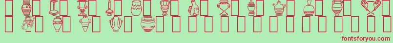 フォントPots – 赤い文字の緑の背景