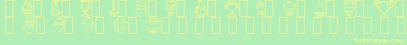 フォントPots – 黄色の文字が緑の背景にあります