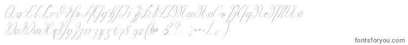 Wiegelkurrent-fontti – harmaat kirjasimet valkoisella taustalla