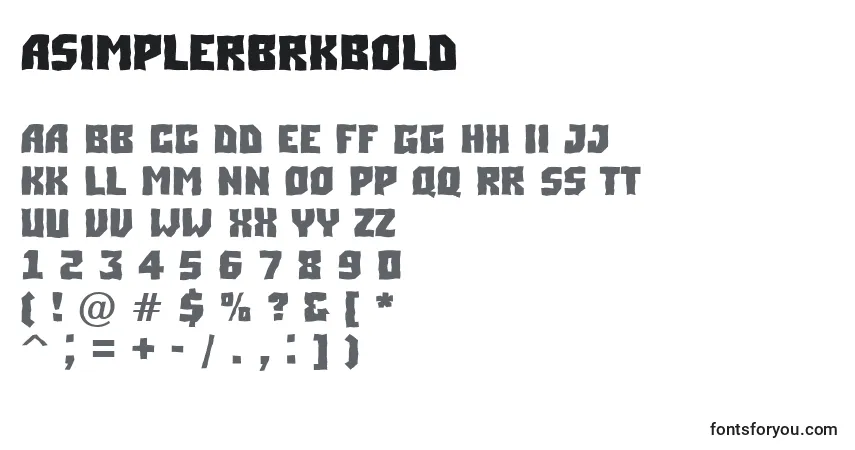 Шрифт ASimplerbrkBold – алфавит, цифры, специальные символы