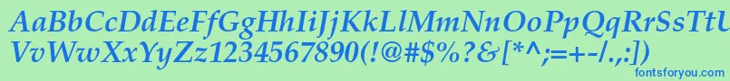 TexgyrepagellaBolditalic Font – Blue Fonts on Green Background
