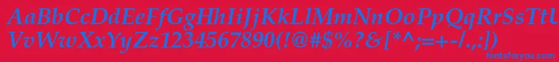 TexgyrepagellaBolditalic-fontti – siniset fontit punaisella taustalla