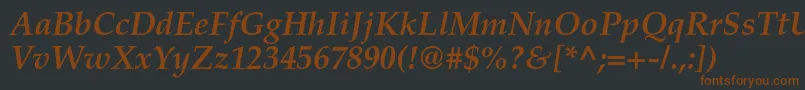 TexgyrepagellaBolditalic Font – Brown Fonts on Black Background