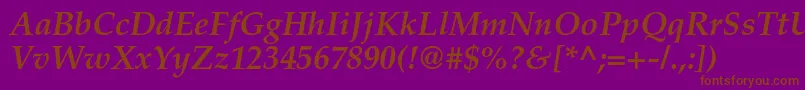 フォントTexgyrepagellaBolditalic – 紫色の背景に茶色のフォント