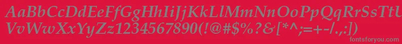 Fonte TexgyrepagellaBolditalic – fontes cinzas em um fundo vermelho