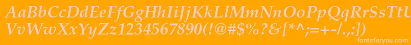 TexgyrepagellaBolditalic-fontti – vaaleanpunaiset fontit oranssilla taustalla
