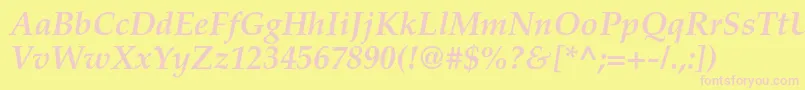 TexgyrepagellaBolditalic Font – Pink Fonts on Yellow Background