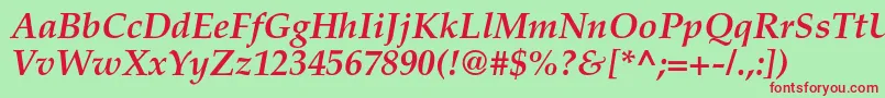 TexgyrepagellaBolditalic-fontti – punaiset fontit vihreällä taustalla