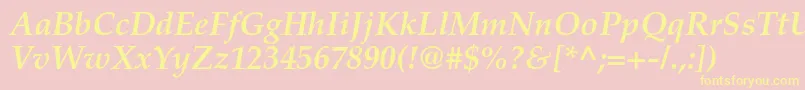 TexgyrepagellaBolditalic Font – Yellow Fonts on Pink Background