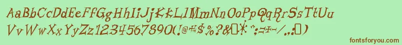 LivingbynumbersRegular-Schriftart – Braune Schriften auf grünem Hintergrund