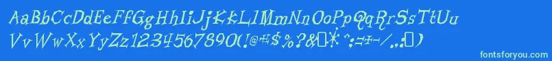 LivingbynumbersRegular Font – Green Fonts on Blue Background