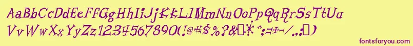 LivingbynumbersRegular Font – Purple Fonts on Yellow Background