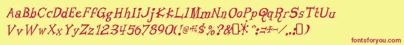 LivingbynumbersRegular-Schriftart – Rote Schriften auf gelbem Hintergrund