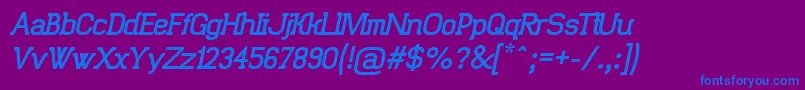 フォントTrunkmillOblique – 紫色の背景に青い文字