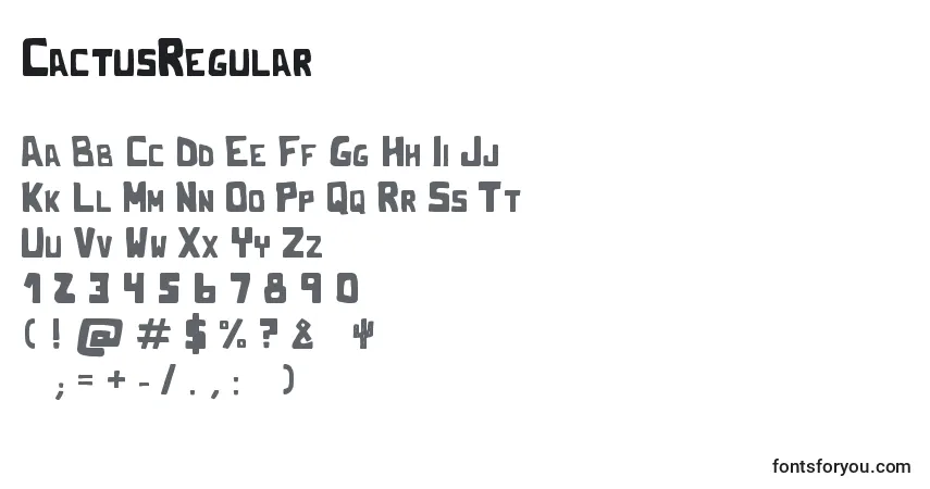 A fonte CactusRegular – alfabeto, números, caracteres especiais