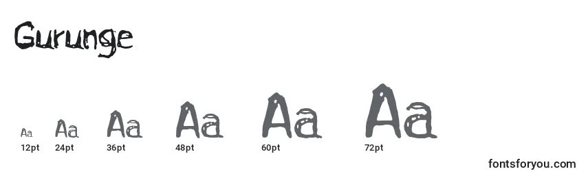 Größen der Schriftart Gurunge