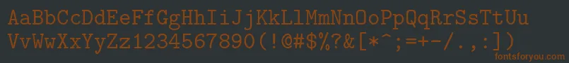 Шрифт Lmmono10Regular – коричневые шрифты на чёрном фоне