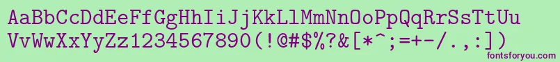 Lmmono10Regular Font – Purple Fonts on Green Background