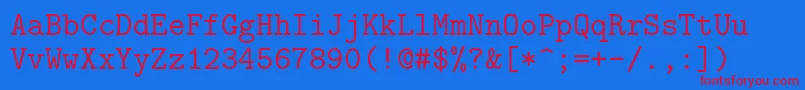 Lmmono10Regular Font – Red Fonts on Blue Background