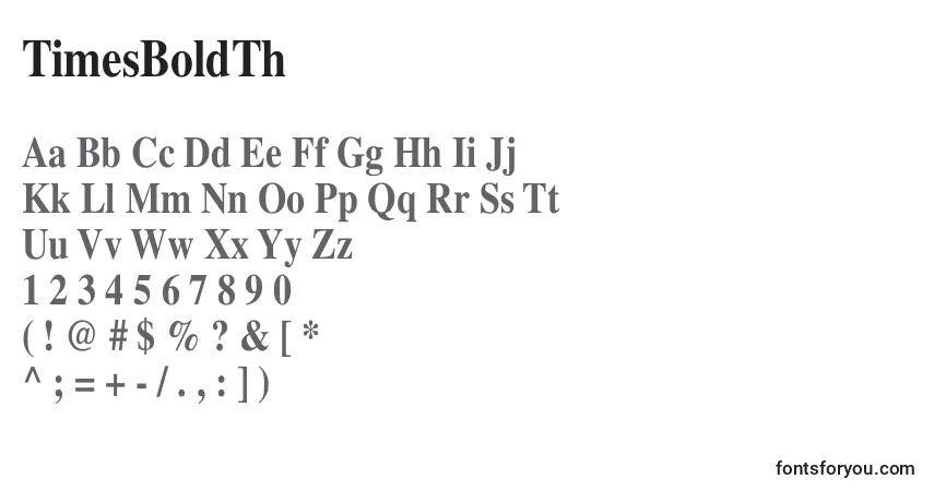 A fonte TimesBoldTh – alfabeto, números, caracteres especiais