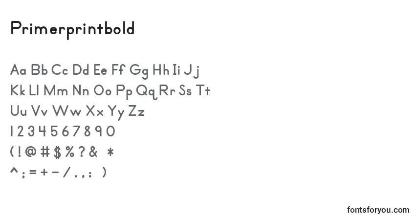 Fuente Primerprintbold - alfabeto, números, caracteres especiales