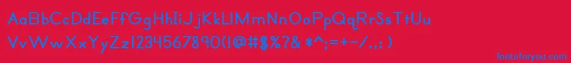 Primerprintbold-Schriftart – Blaue Schriften auf rotem Hintergrund