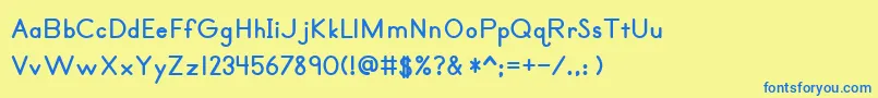 Primerprintbold-Schriftart – Blaue Schriften auf gelbem Hintergrund