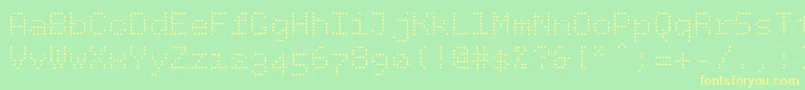 フォントBpdotsplus – 黄色の文字が緑の背景にあります