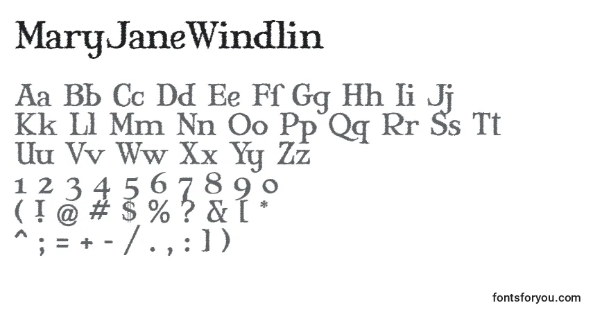 A fonte MaryJaneWindlin – alfabeto, números, caracteres especiais